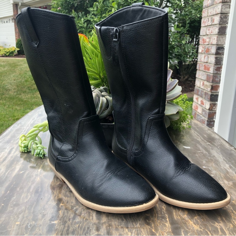 Girls Cat & Jack Size 1 Zip-Up Black Boots